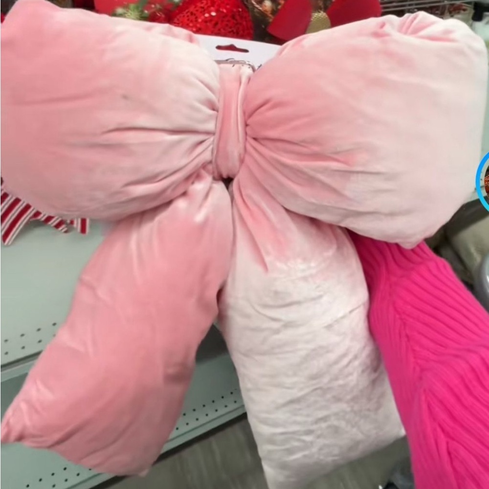 Viral Christmas Pink Velvet Bow Pillow